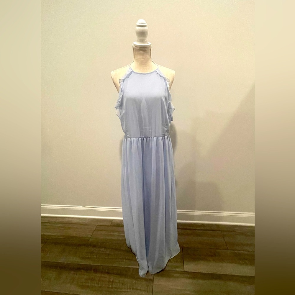 H&M Light Blue Ruffle Midi Dress